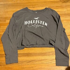Hollister Charcoal Long Sleeve Crop Top